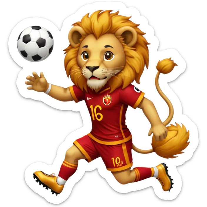 A Lion with a Galatasaray jersey who’s playing football sticker