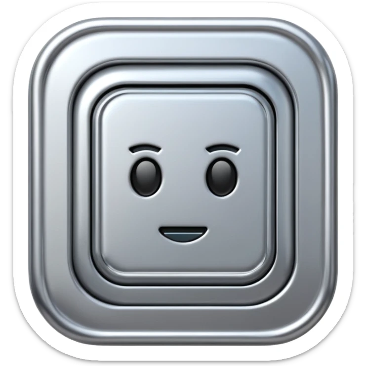 A futuristic microchip emoji made of polished silver chrome, minimal circuit details, smooth metallic surface, soft lighting, iOS emoji style, centered, clean white background sticker