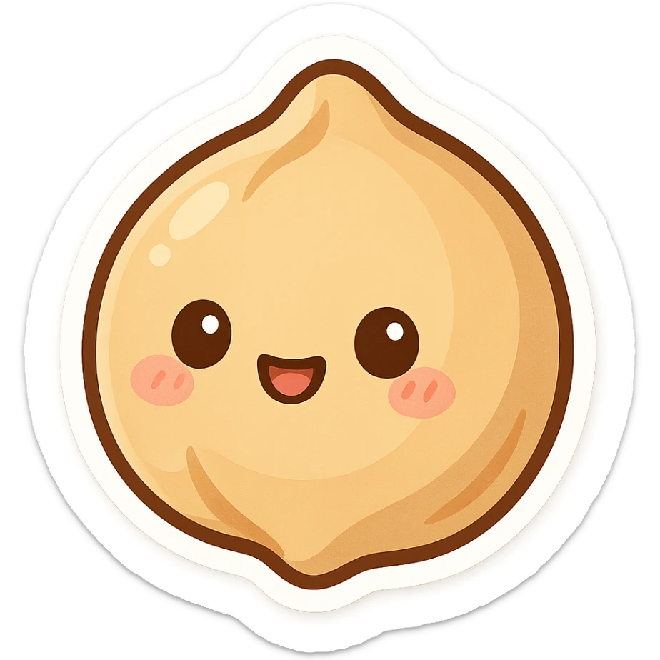 a single chickpea, cartoon style sticker