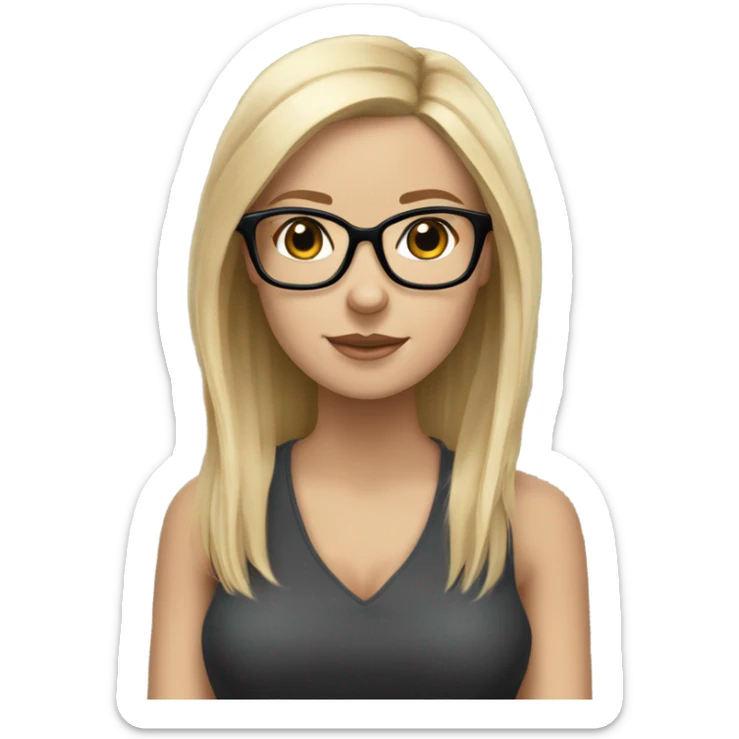 White girl, blonde hair, wearing glasses kYorkshire terrier  sticker
