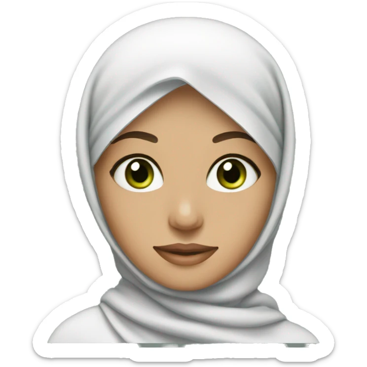 fair-skinned Muslim woman with green eyes and a beautiful long headscarf sticker