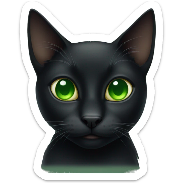 A black cat with green eyes  sticker