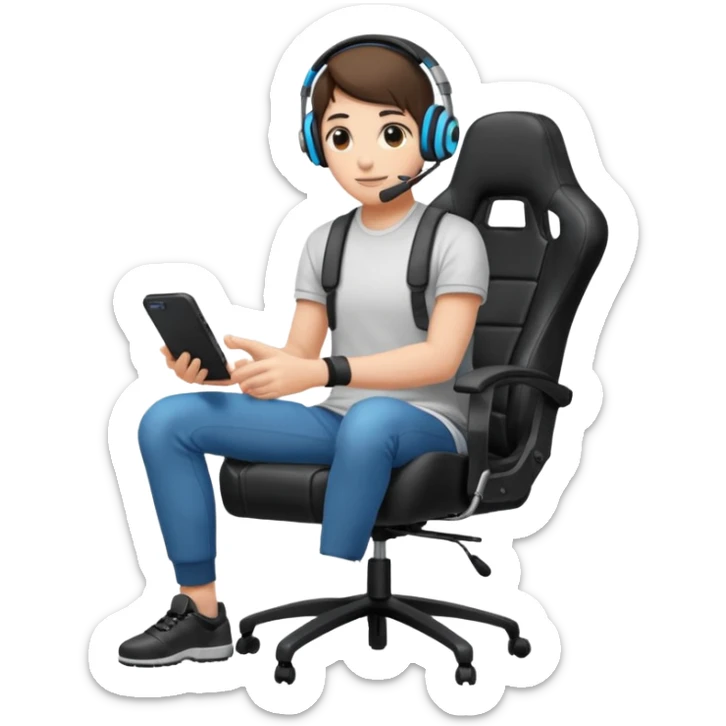 Persona con una silla Gamer auricular Gamer y control de videojuegos sticker