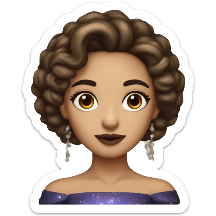 Create the zodiac sign leo as a brunette girl with elaborate makeup and dress that matches the zodiac sign  sticker