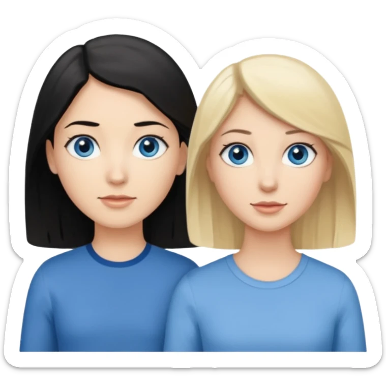 Blond woman blue eyes on left. Man with black hair and greye eye in the middle. Brown hair woman with greye eyes on the right sticker