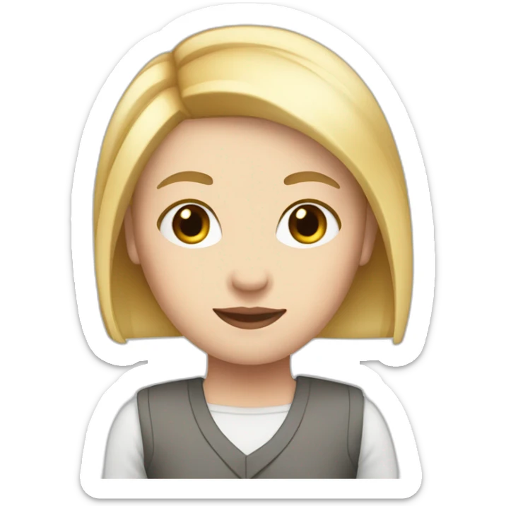 short white girl with stright blonde hair and red strips in hair sticker