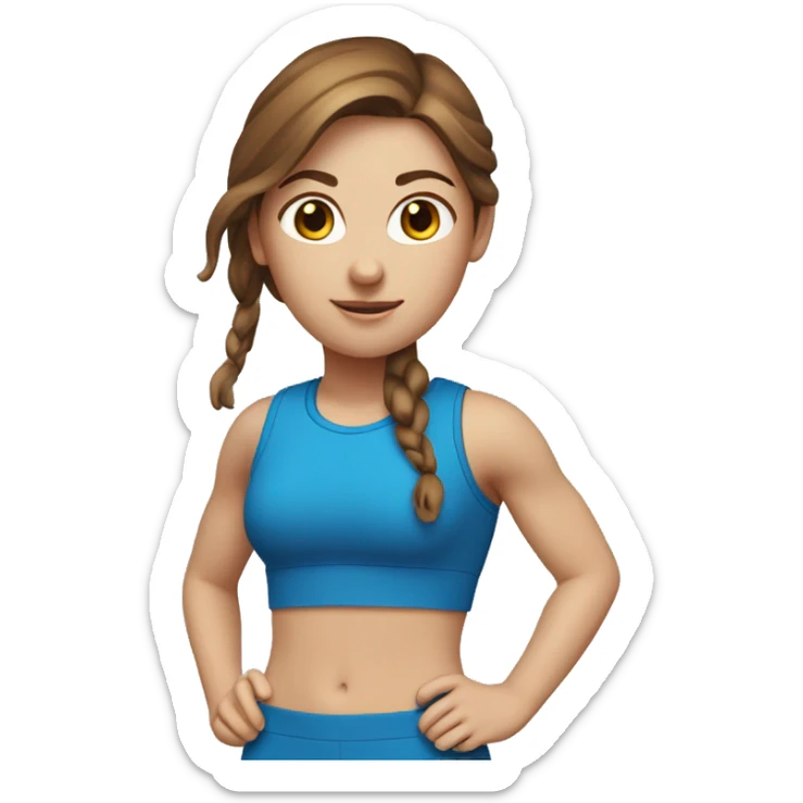Sport exercise one white girl with brown hair in blue costume  sticker