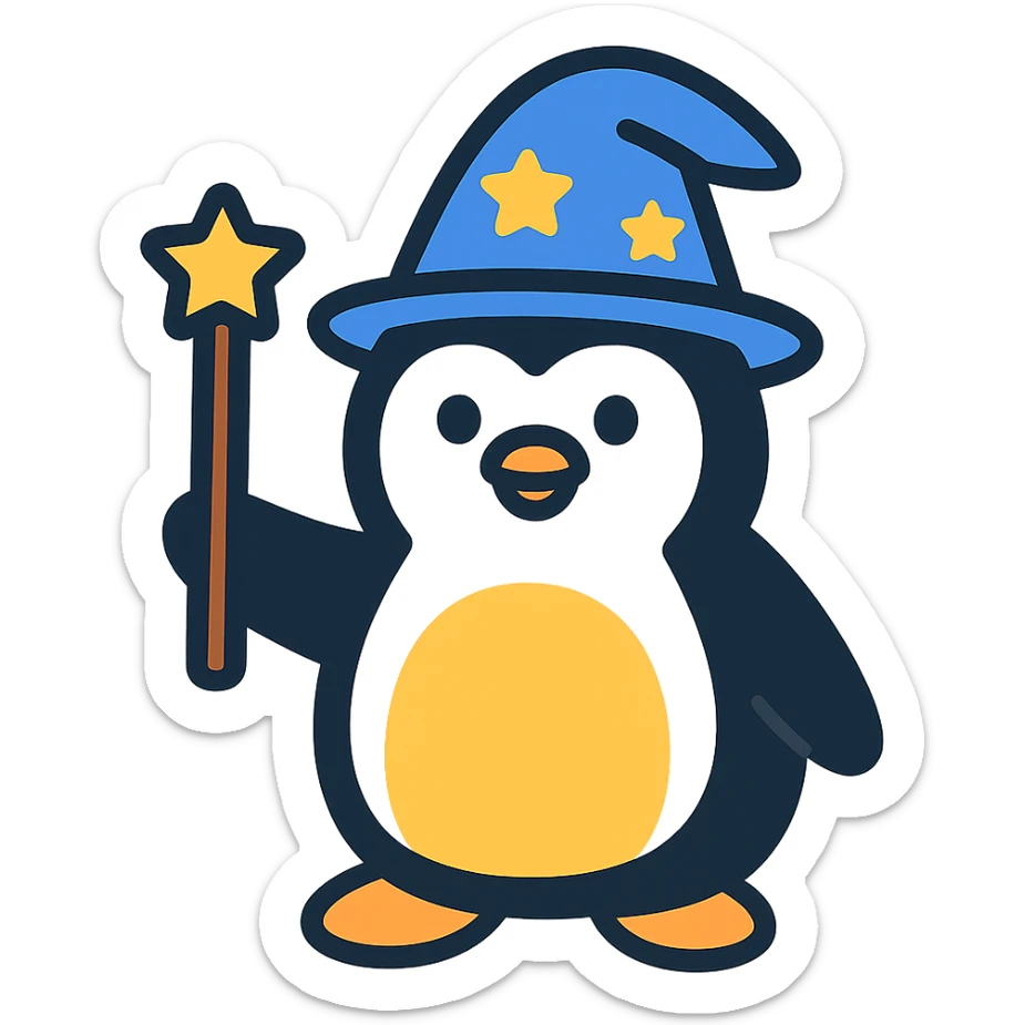 penguin wizard sticker