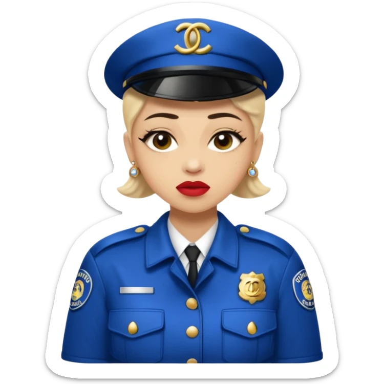 ma petite sœur, qui prend un vêtement pour adultes chez Chanel et la police vient. Et après la police lui crie. sticker