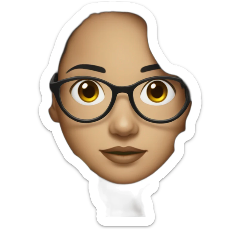 Woman with black hair and strokes of white in hair and turtle glasses sticker