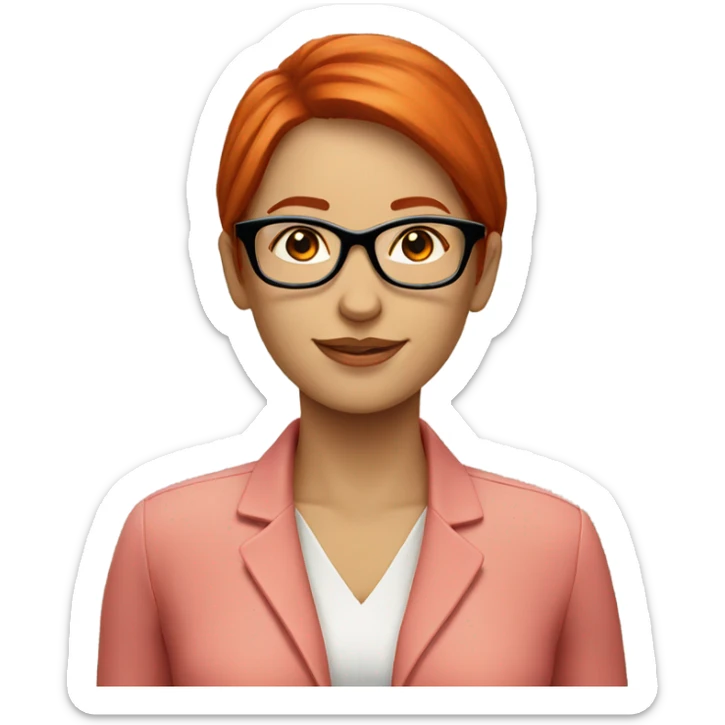 red hair woman nutritionist glasses no money sticker