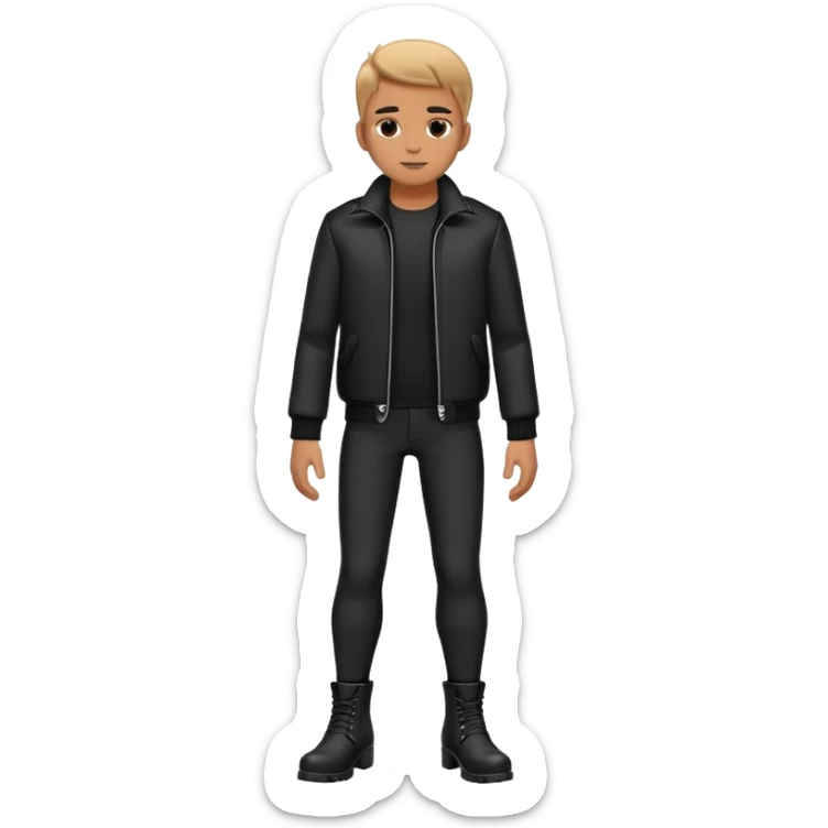 Full body standing male figure wearing black jacket, black pants, and black boots sticker
