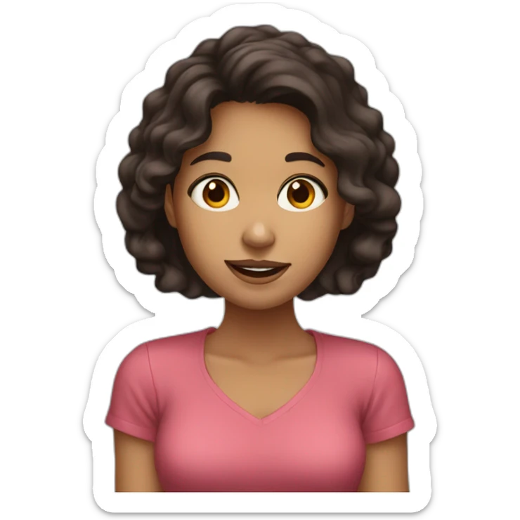 young woman dark hair brown eyes eating cookies sticker