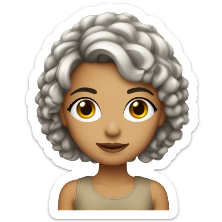 menina cabelo curto castnho pele bege cralo olho castanho goldem com as orelhas para baixo sticker