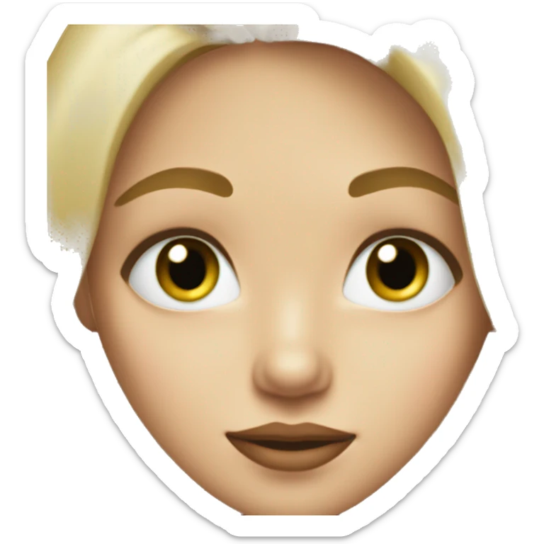 Dirty blonde girl with bluey-green eyes, and a slightly larger nose and larger lips sticker