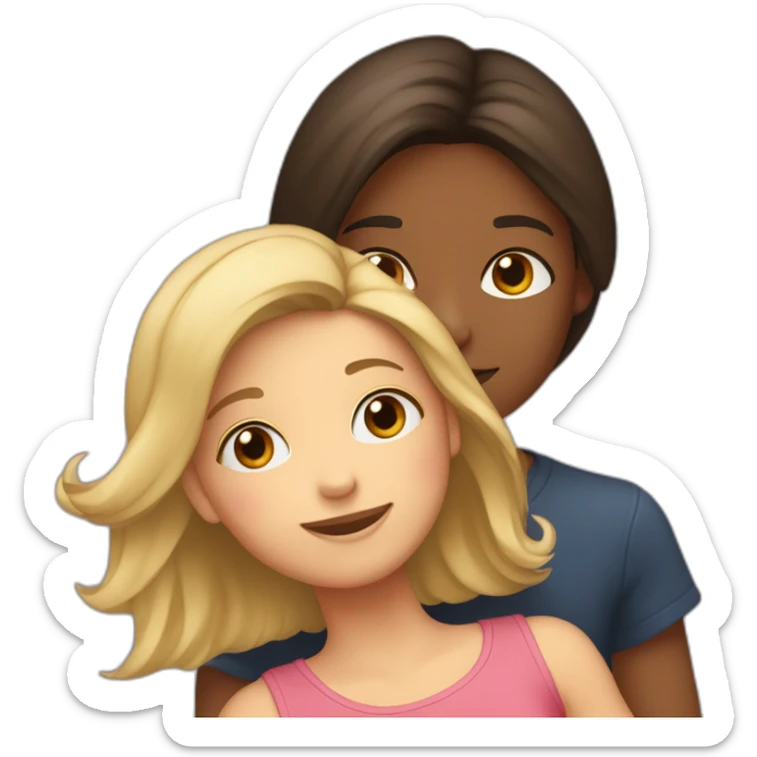 Fille brune qui fait un  calin à une autre fille blonde sticker