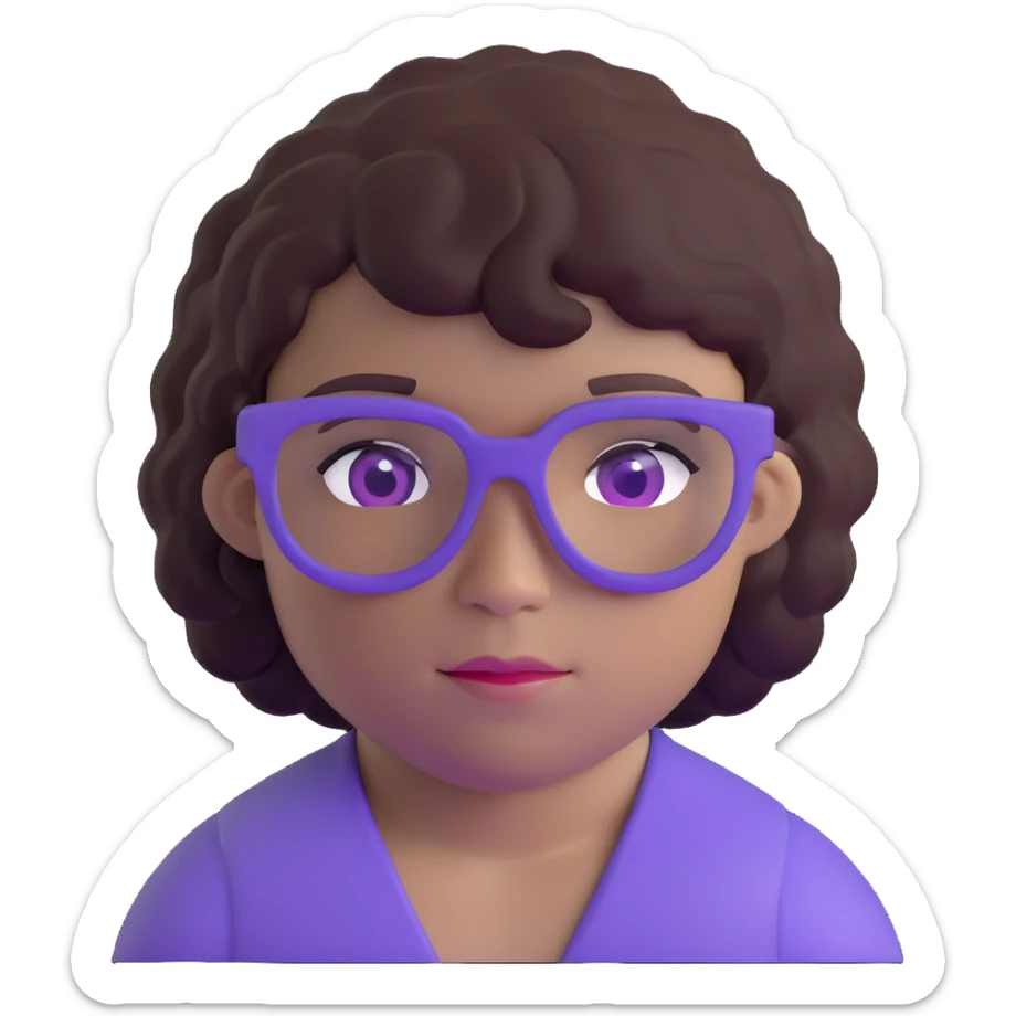 Wrestler with purple glasses tinted black and short curly brown hair sticker