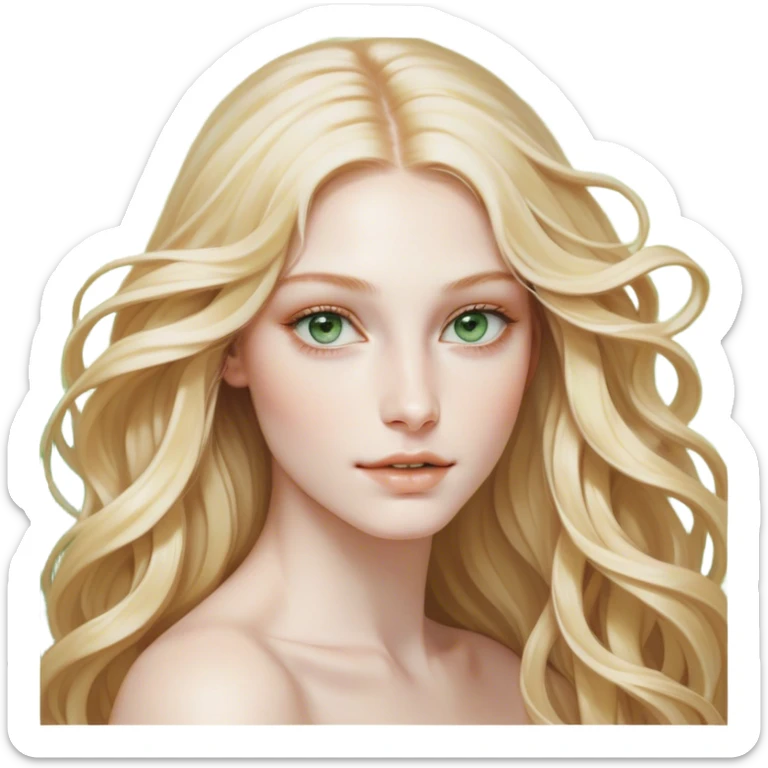 Cinematic Realistic Rapunzel Portrait, with porcelain-like skin featuring a subtle, natural glow, illuminated by soft lighting that brings out the gentle contours of her face. Her long, golden blonde hair cascades in detailed waves, each strand highlighted with a radiant shimmer as it catches the light. Her bright, expressive green eyes exude curiosity and warmth, framed by delicate lashes and soft, arched brows. Her expression is playful and vibrant, with a gentle smile. She is dressed in her classic lavender and pink gown, the fabric textured with delicate folds that flow naturally, catching the light with a soft, radiant glow. The portrait captures a luminous, enchanting aura, seamlessly blending realism with a whimsical, fairytale charm, evoking a timeless sense of beauty and magic. sticker