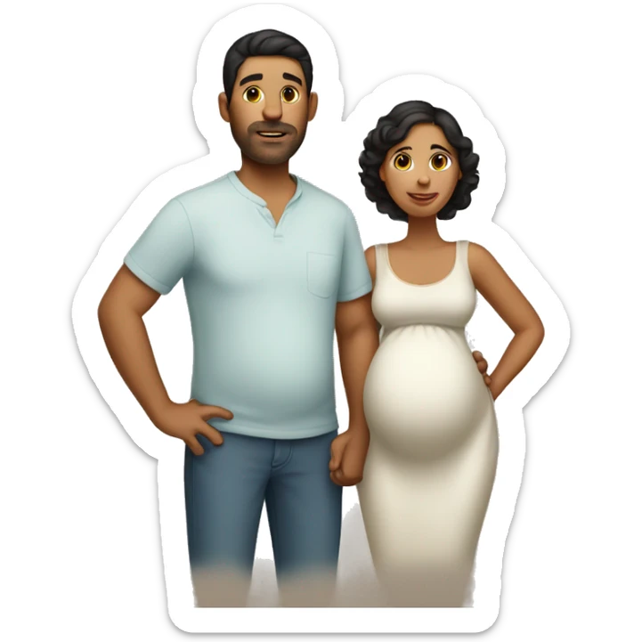 Latin pregnant wife and husband without facial hair sticker