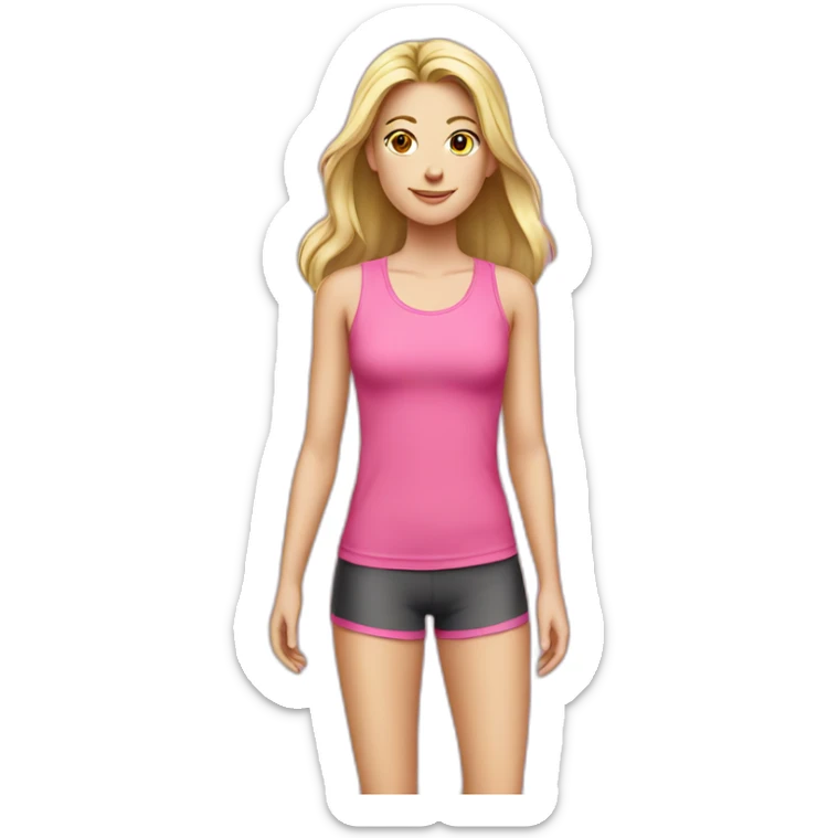 A white girl wear a pink sport tank top sticker