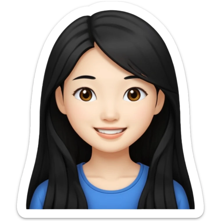 Pretty Asian girl with money long hair sticker