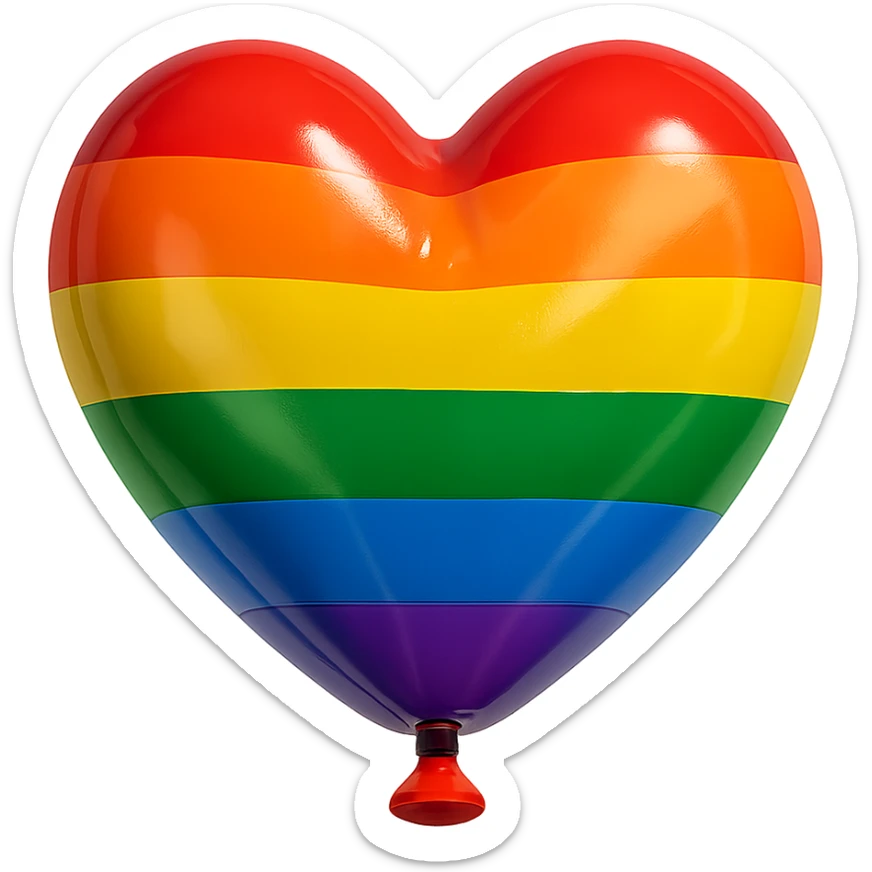 pride heart, shiny and inflated, rainbow colors, playful look sticker