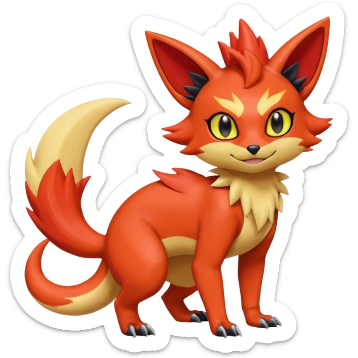 Torracat-Amaura-Salandit-Fennekin-Fakémon-Digimon-fusion (full body) sticker