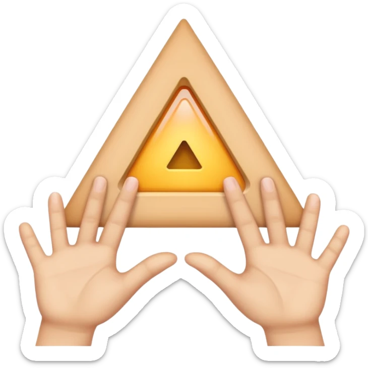 Similar to the heart hands emoji, this emoji should show a triangle created by the fingers of the hands. There should be no other triangles in the emoji. sticker