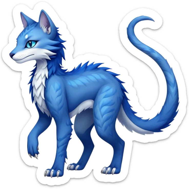 Kawaii dark edgy fantasy ethereal feline-vernid-sergal-fursona animal creature with a tufted tail full body with intricate markings  sticker