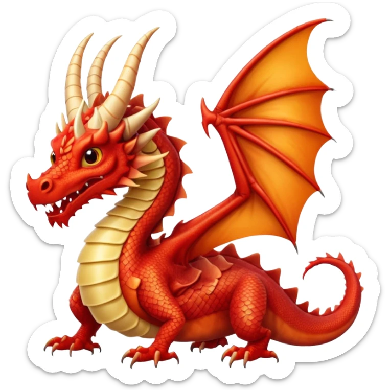 Dragon con cuerpo de pasta canelloni que el cuerpo enga su cuerpo normal con patas y que tenga tres cabezas de dragon sticker