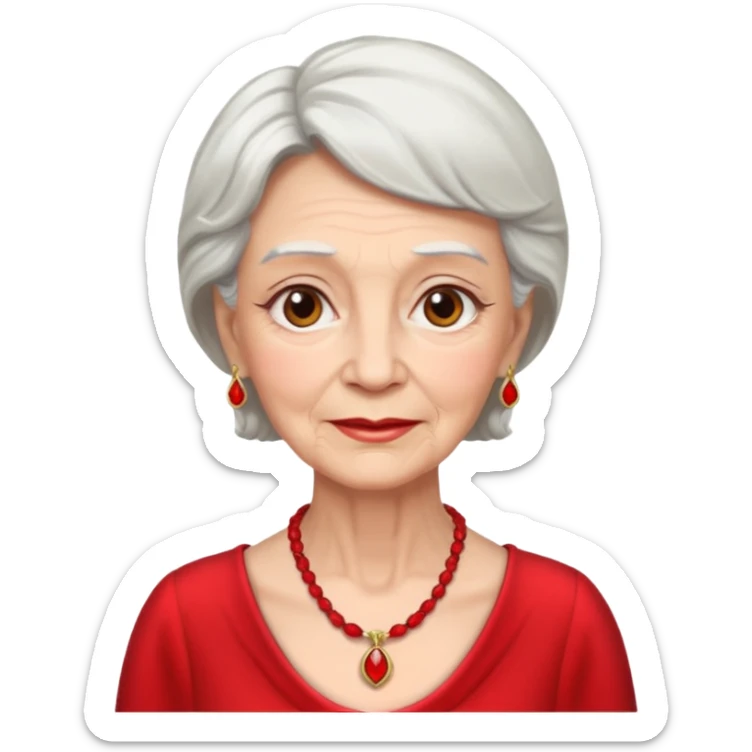 elderly woman with red dress and red necklace  sticker
