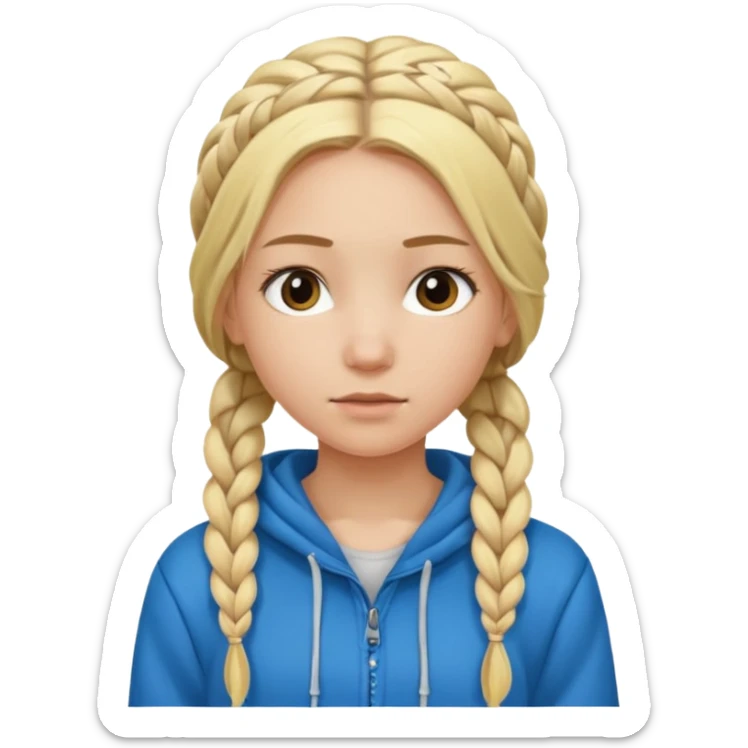 hoodie blonde girl with braided hair sticker