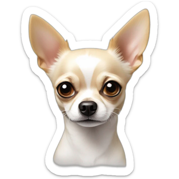 retrato delineado de perrito chihuahua lineas delgadas ojos coloreados en color blanco sticker