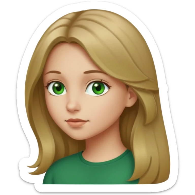 Girl profile picture with long dark blonde hair and green eyes  sticker
