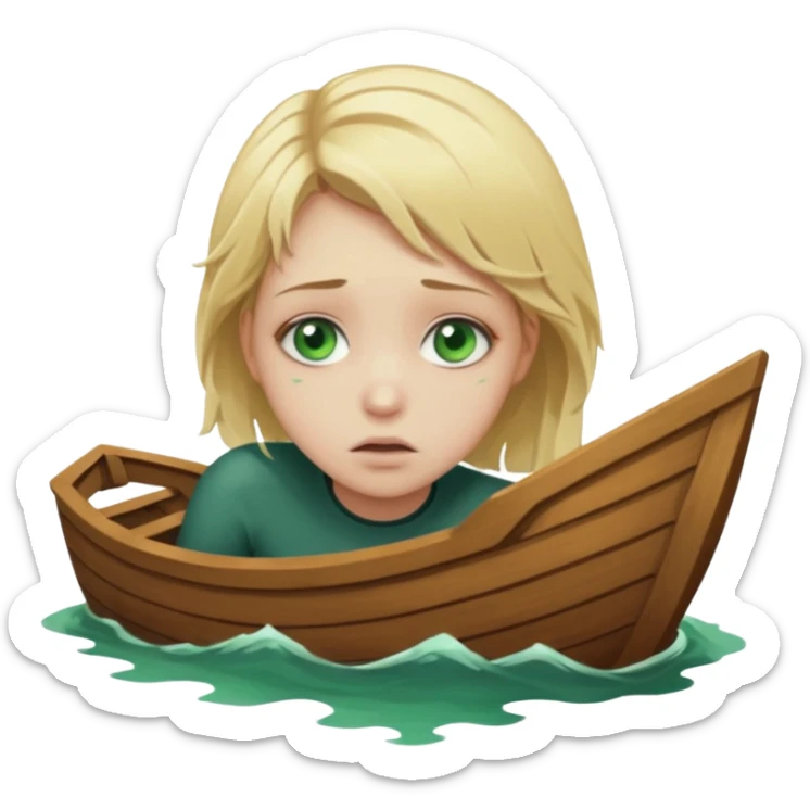 sad depressed weak cs major who is a pretty girl with blond hair and green eyes drowning on ship, very pretty very sad and weak. Near death almost dead drowning. sticker