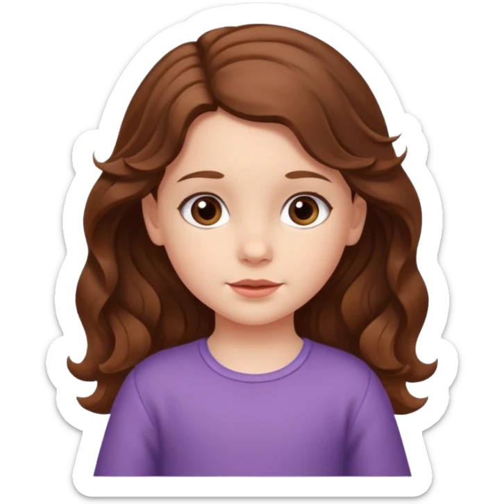 3yr old very white girl with wavy long brown hair in front of the sholders and brown eyes sticker