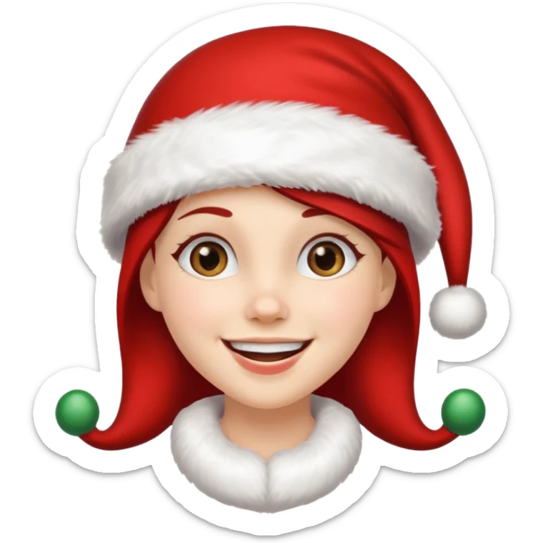clean and vanilla girl with santa claus hat like holiday mood, christmas!! sticker