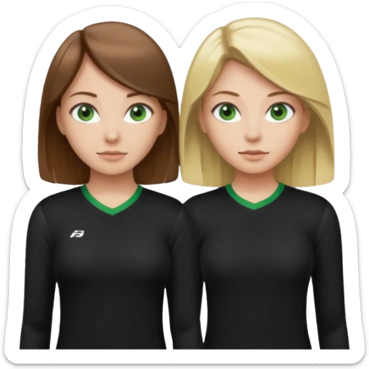 Maman cheveux marrons chemise noir et fille cheveux blond yeux verts tricot sport  sticker