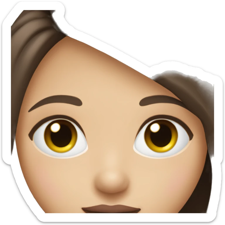 Light skinned brunette girl emoji straight hair pink lips dark brown hair sticker