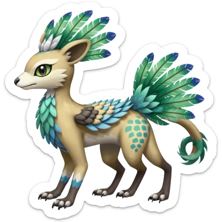 Meloetta-Garurumon-Trico-Pokémon-Fakémon-fusion-hybrid-creature sticker