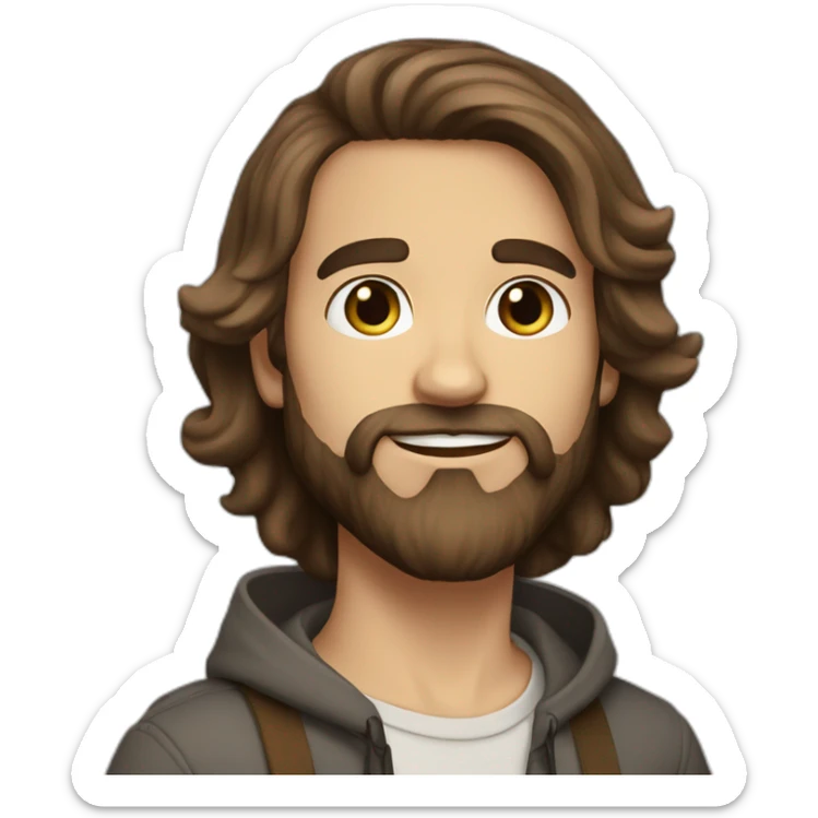 Daniel nass brazilian white skin straight brown hair bearded sticker