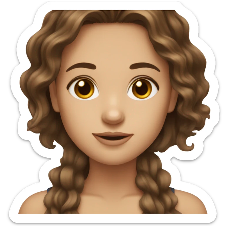 Brown hair brown eyes wavy hair girl sticker
