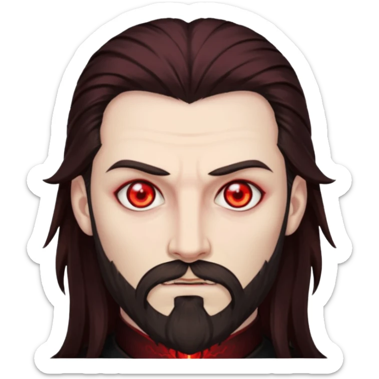 Evil, shadowie Male lord with Red glowing eyes and Long darkBrown Hair and chin beard sticker