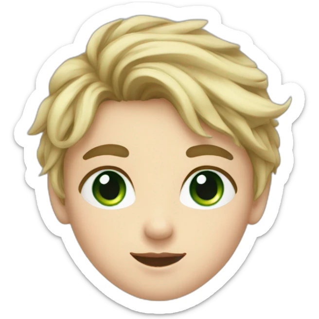 Girl with blue eyes and blonde hair kiss the cheek of boy with dark brown hair and green eyes sticker
