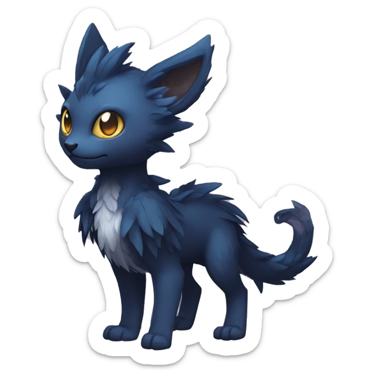 Cute cool fantasy dark-themed animal hybrid Fakemon full body sticker