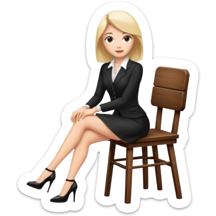 Business woman with short skirt and high heels sitting on chair sticker