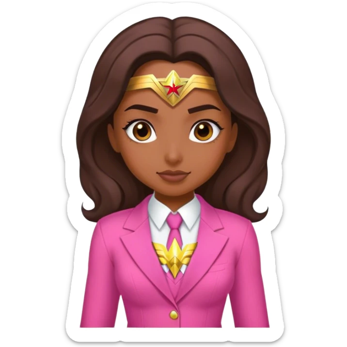 Brune girl pink suit Wonder Woman sticker