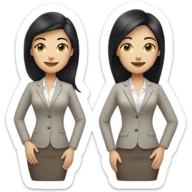Two business girls, white, one tall with short black hair, one smaller with long light brown hair sticker