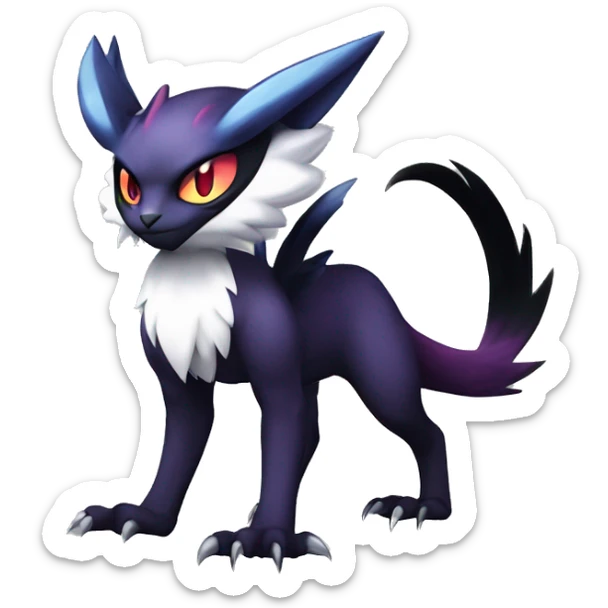 Edgy Cool Kawaii Litten-Noivern-Noibat-Absol-Pokémon Full Body sticker