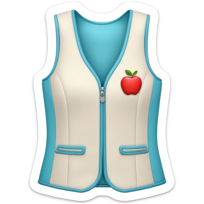 Apple-style 3D emoji of a women’s vest, sleeveless, fitted design, stylish cut, light fabric texture, feminine look, no background sticker